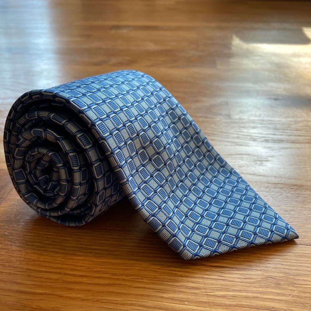 Brooks Brothers Men’s Tie Blue Checkered Geometric